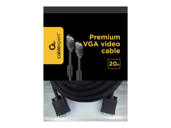 Gembird CC-PPVGA-20M-B Premium VGA HD15M/HD15M dual-shielded w/2*ferrite core 20M | Gembird - Image 4