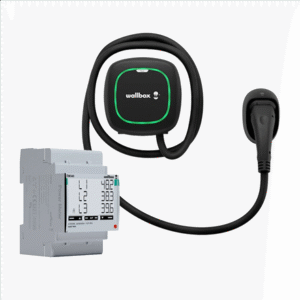 wallbox pulsar max electric vehicle charge, ik10 protection rating, black + wallbox power meter | 22 kw | 5 m