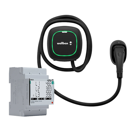 wallbox pulsar max electric vehicle charge, ik10 protection rating, black + wallbox power meter | 22 kw | 5 m