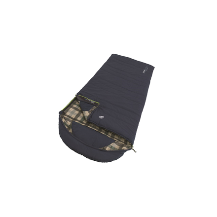 outwell camper lux "l" sleeping bag 235 x 90 cm 2 way open auto lock, l shape deep blue