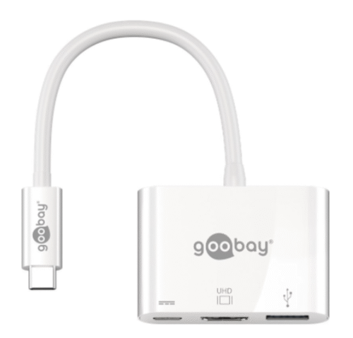 goobay | usb c to hdmi/usb c/usb a 3.0 multiport adapter | white