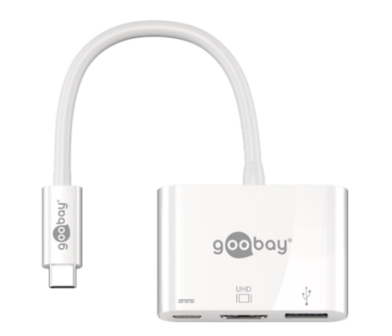 goobay | usb c to hdmi/usb c/usb a 3.0 multiport adapter | white