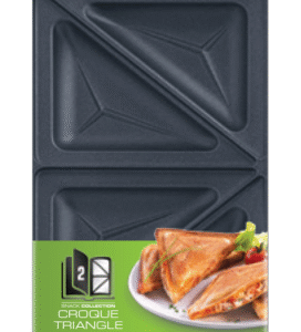 tefal | triangle toasted sandwich set for snack collection | xa800212 | dimensions (w x l) 13 x 22.5 cm | black