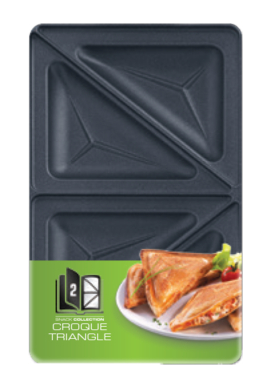 tefal | triangle toasted sandwich set for snack collection | xa800212 | dimensions (w x l) 13 x 22.5 cm | black