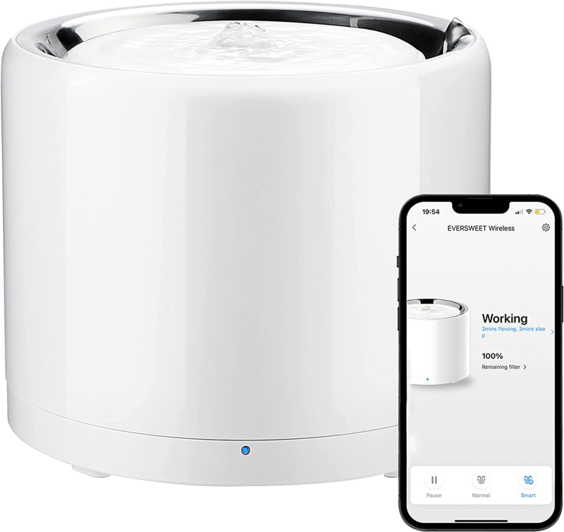 petkit | smart pet drinking fountain | eversweet 3 pro (wireless pump) | capacity 1.35 l | filtering | material stainless steel, abs | white
