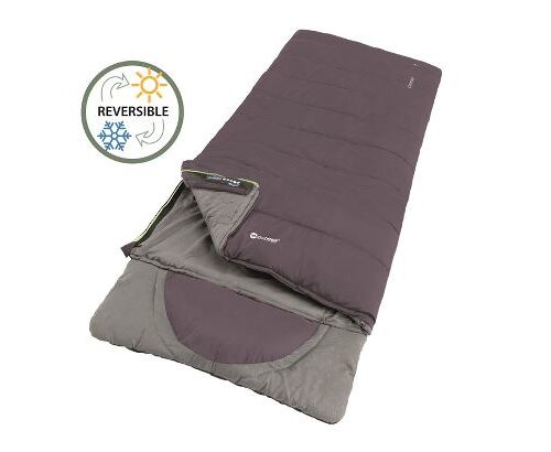 Outwell Contour Dark Purple L Sleeping Bag - Left Zipper 220 x 85 cm YKK 2-way L-shape open-end with auto lock