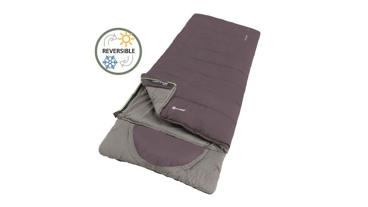 Outwell Contour Dark Purple L Sleeping Bag - Left Zipper 220 x 85 cm YKK 2-way L-shape open-end with auto lock