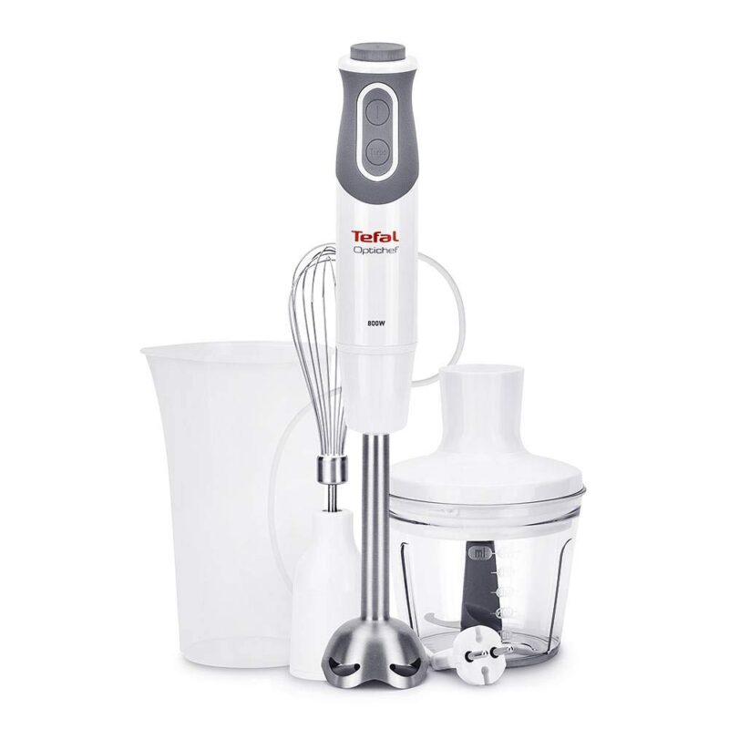 TEFAL | Blender | Optichef 3-in-1 HB643138 | Hand Blender | 800 W | Number of speeds 20 | Turbo mode | Chopper | White/Grey