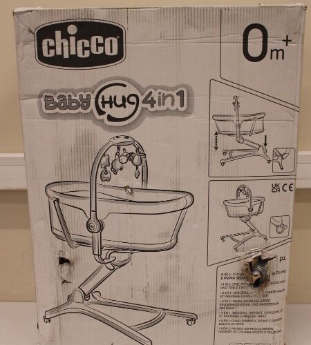 SALE OUT. CHICCO Baby Hug 4 in 1 Glacial Multifunctional Crib, Gray | Chicco | DAMAGED PACKAGING, SCRATCHED ON LEGS