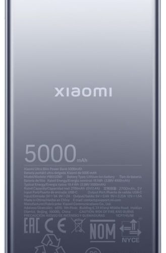 Xiaomi Ultra Slim Power Bank | 5000 mAh | USB-C | Gray