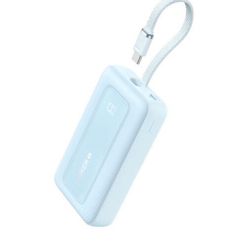 Anker | Power Bank with Built-In USB-C Cable | A1688031 | 10000 mAh | 30W Output | Blue