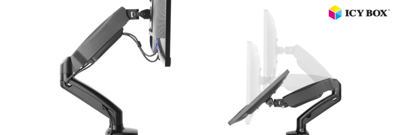 icy box ib ms303 t monitor stand with desk mounted base for a screen size up to 27" | raidsonic